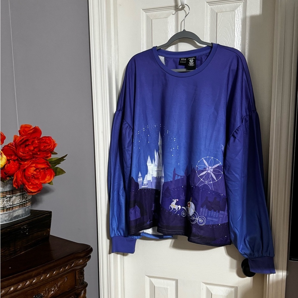 Disney Her Universe Blue Top with Cinderella Castle and Carriage 3X